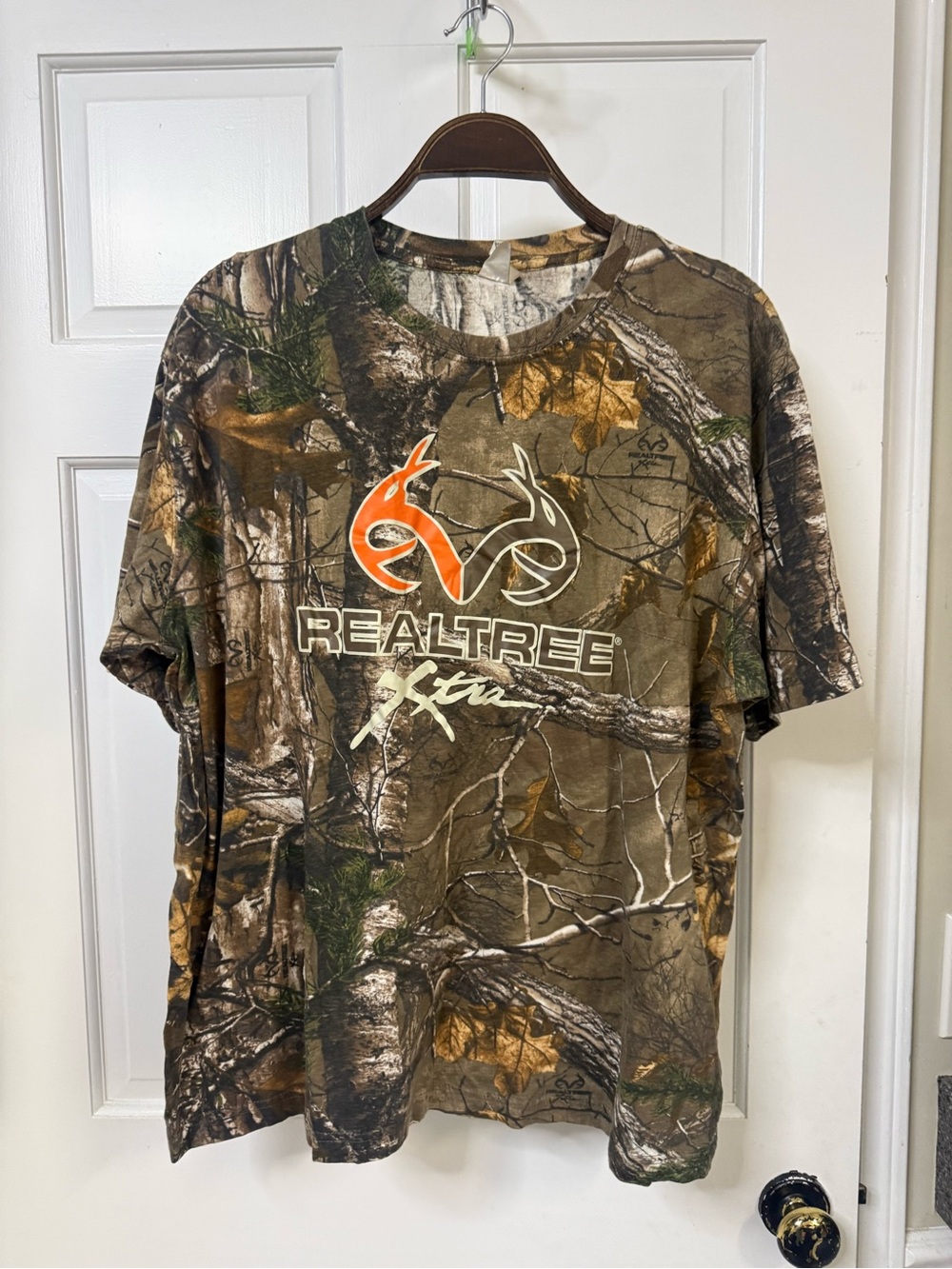 Realtree Short Sleeve Camo Tee with Orange Logo